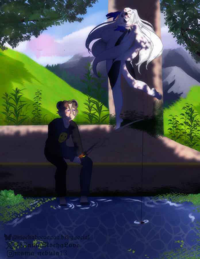 Bothering him while fishing Bothering him while fishing